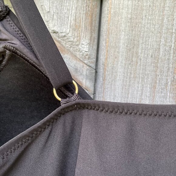 Land's End Women's Side-Tie V-Neck Wrap Adjustable Black Tankini Swimsuit Top 12 - Picture 10 of 11